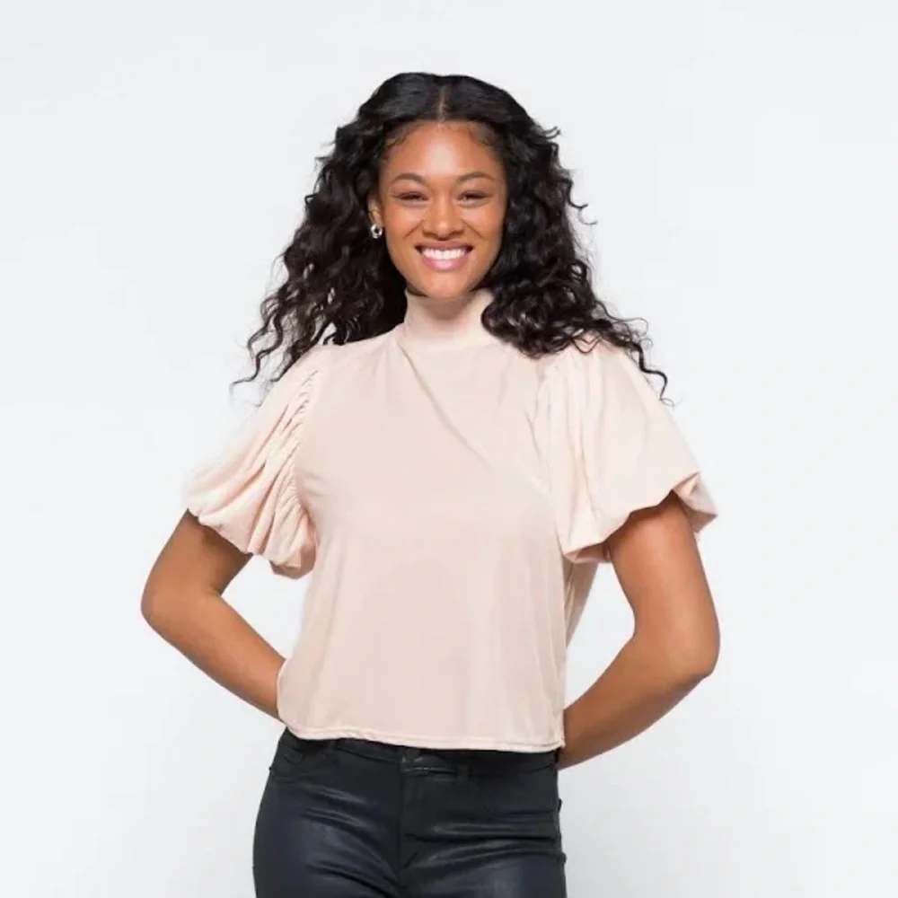 Free People Claudia Puff Sleeve Velvet Top XS
